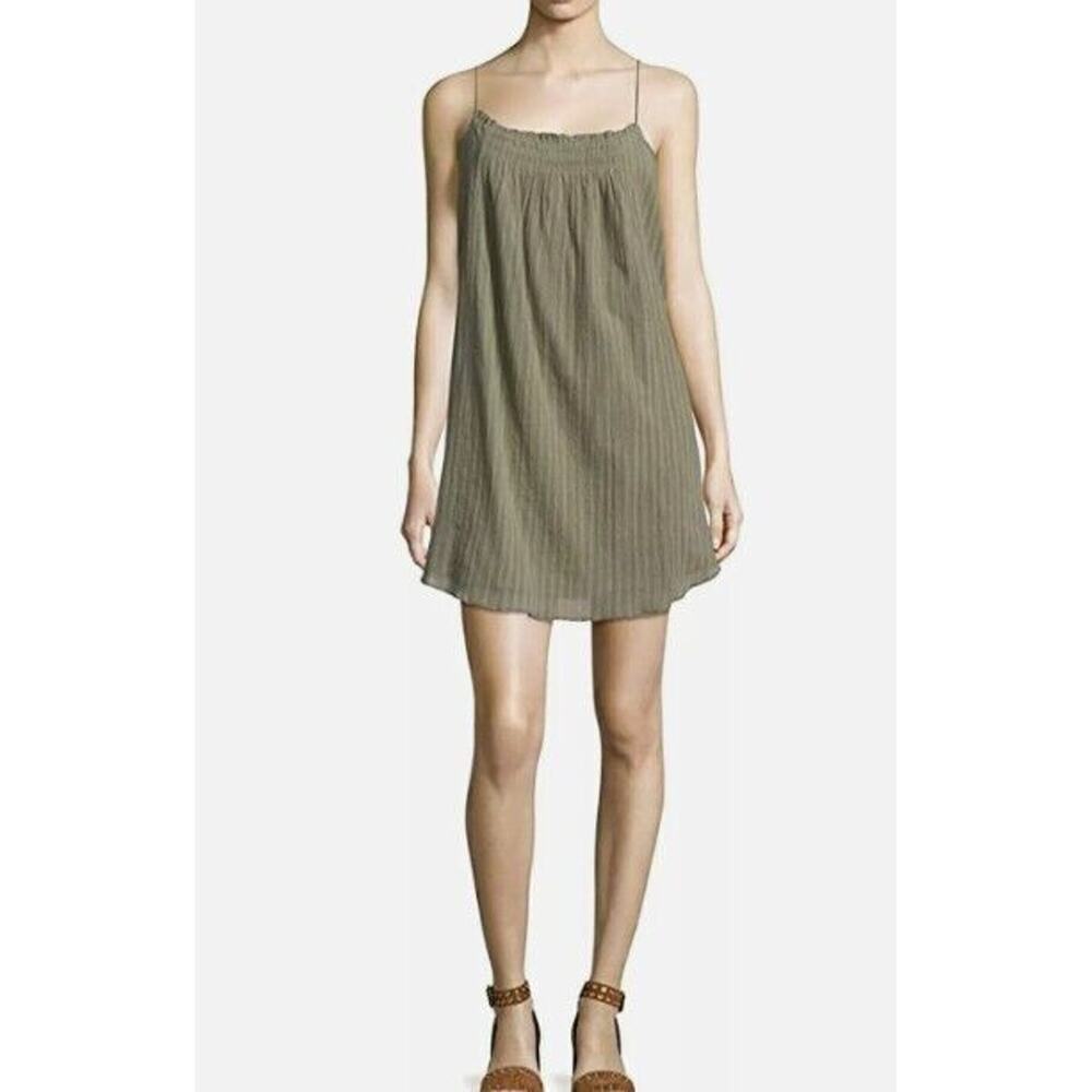 Joie L Dress Olive Green Shift Gauze Flowy Tassel Strap Mini or Beach Cover Up